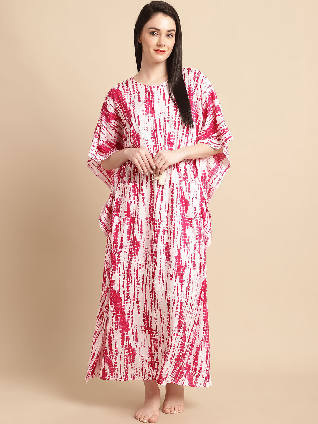 LONG KAFTAN TIE DYE New Pink/ Beige
