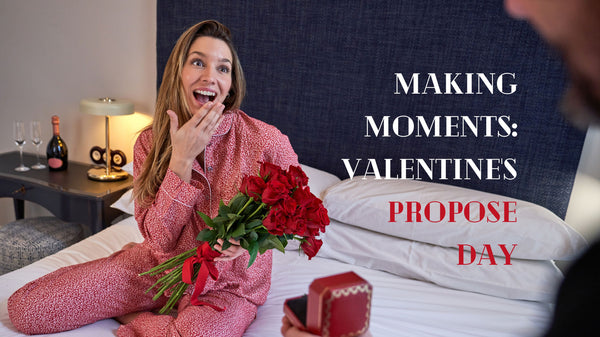 Boyfriend propose to girlfriend in bed with ring and rose celebrate valentine propose day