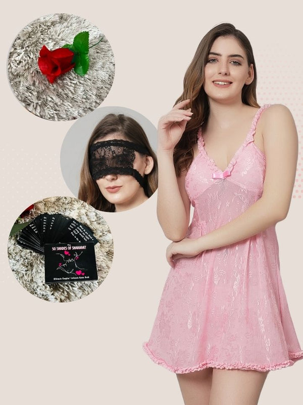 Risky-frisky nights Exclusive Hamper - Pink Lacy