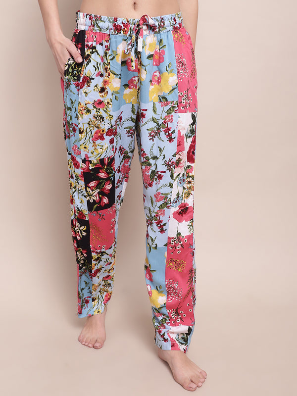 Shararat women's floral print pyjama - Blue