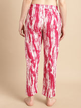 Pink Rayon Tie and Dye Print Women's Pyjama
