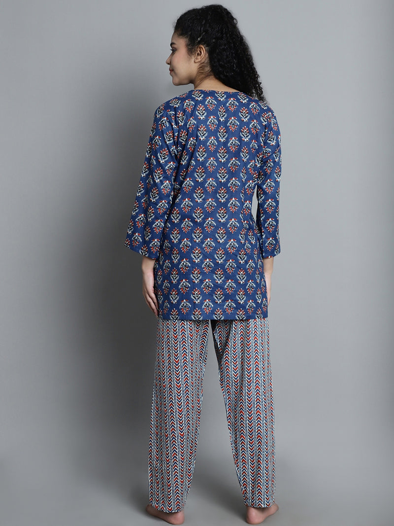 Floral Short Kurti with Pyjama Set