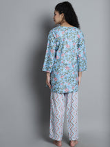 Culture Floral Print Short Kurti with Pyjama Set