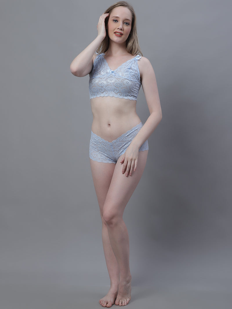 Light Blue Lace Bra & Panty Lingerie Set by Shararat