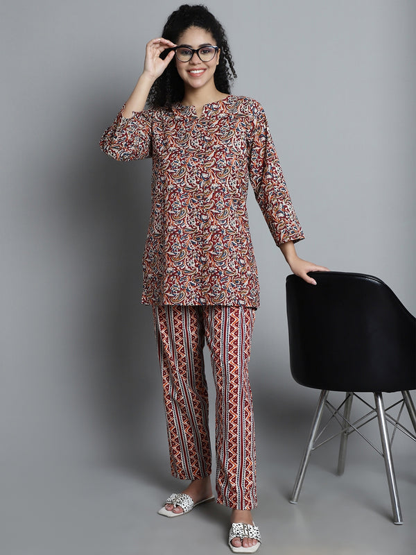 Jaipuri Print Short Kurti with Pyjama Set