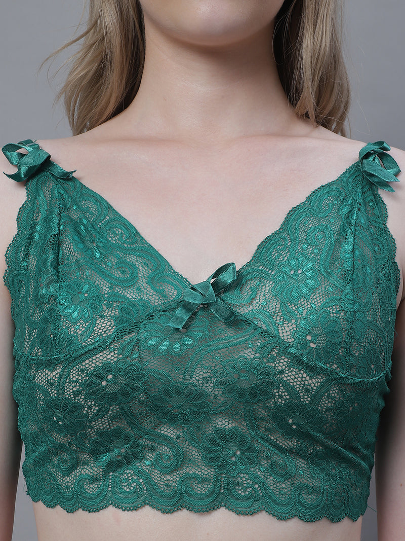 Green Lace Bra & Panty Lingerie Set by Shararat