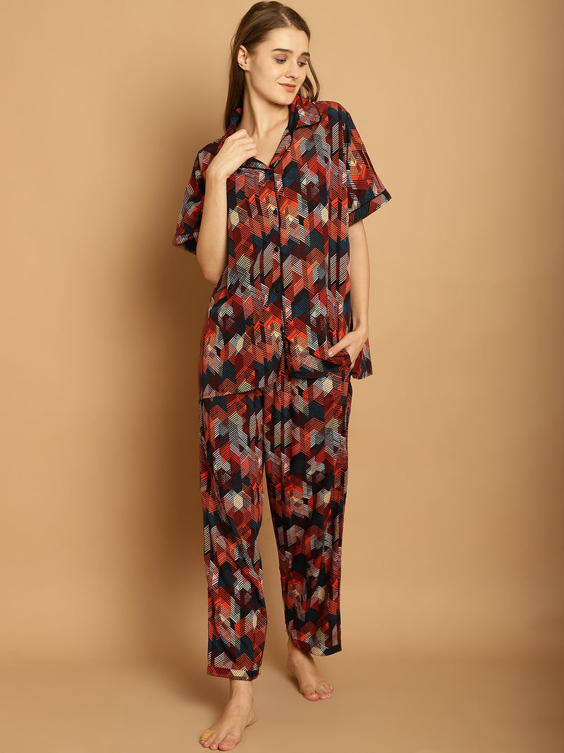 Abstract print multicolored Nightsuit set