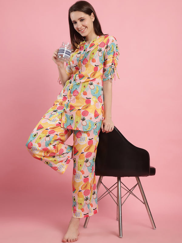 FRUITY PRINT WOMEN STUNNING MULTI COLORED GRAPHIC PRINTED CO-ORD SET