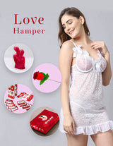 Love hamper Lace Above Knee Babydoll Dress - White