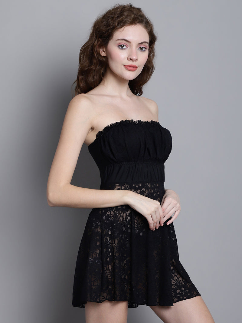 Babydoll Delicate Net Tube Dress
