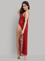 The love cluster hamper Lace Long Babydoll/ Lingerie Long Gown - Maroon
