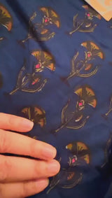 Dark Blue Floral Printed Women's Night Suit