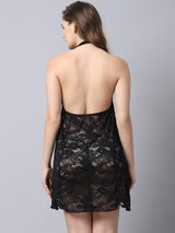Babydoll Over All Lacy Dress - Black