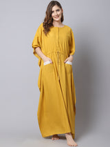 Women's Cotton Solid Pre And Post Maternity Kaftan - Yellow