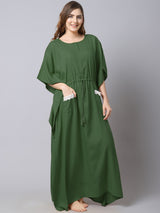 Cotton Solid Pre And Post Maternity Kaftan - Green
