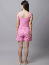 Cotton Night Suit Top and Shorts-Set - Pink