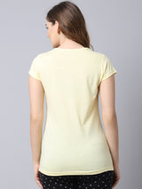 Women's Cotton Printed T-shirt - Ecru