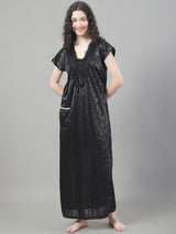 Women's Polyester Sleeveless Night Gown/Nighty, Free Size, Black