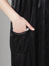 Women's Polyester Sleeveless Night Gown/Nighty, Free Size, Black