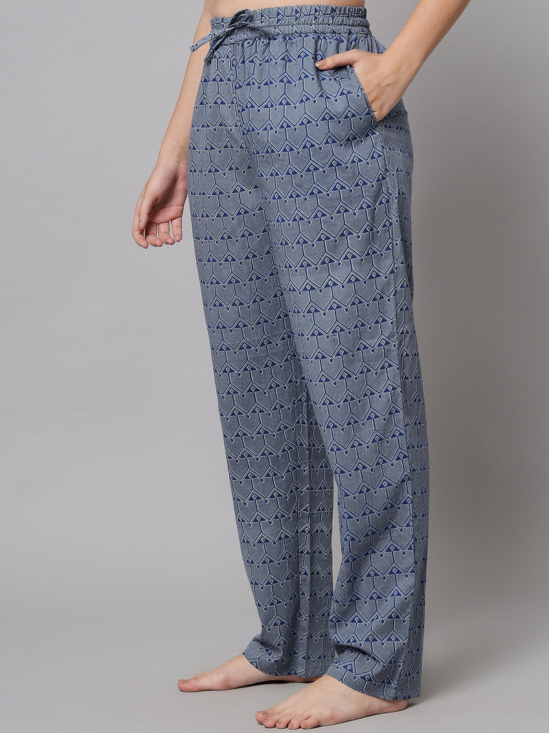 Blue Women's Tribal Print cotton Pyjama by Shararat