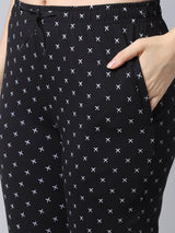 Cotton Knitted Pyjama Bottom/Lounge Pants - Black
