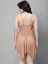 Women's Lace Above Knee Babydoll Dress/Nightwear Lingerie - Beige