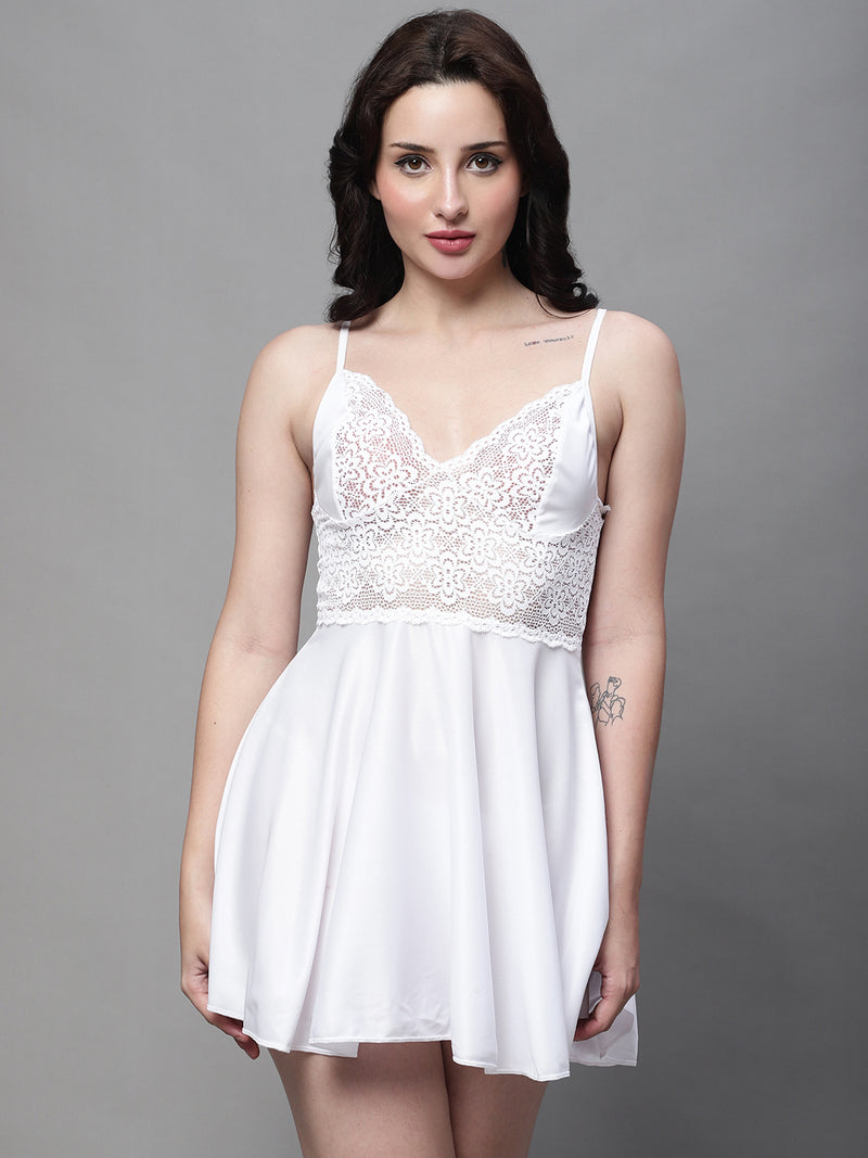 Babydoll Elegant Lacy Dress - White