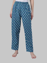 Leaf Print Pyjama - Blue & White