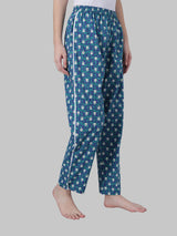 Leaf Print Pyjama - Blue & White