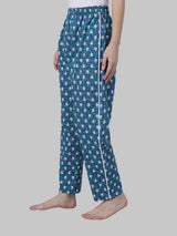 Leaf Print Pyjama - Blue & White