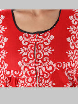 Red & White Women's Floral Print Feeding Maternity Cotton Nighty