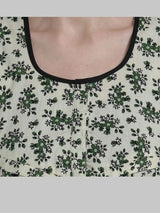 Green & White  Women's Floral Print Maternity Feeding Nighty