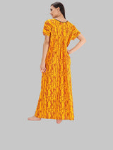 Yellow & Red Women's Wave Print Feeding Maternity Cotton Nighty