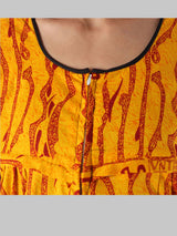 Yellow & Red Women's Wave Print Feeding Maternity Cotton Nighty