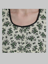 Green & White Women's Floral Print Nighty