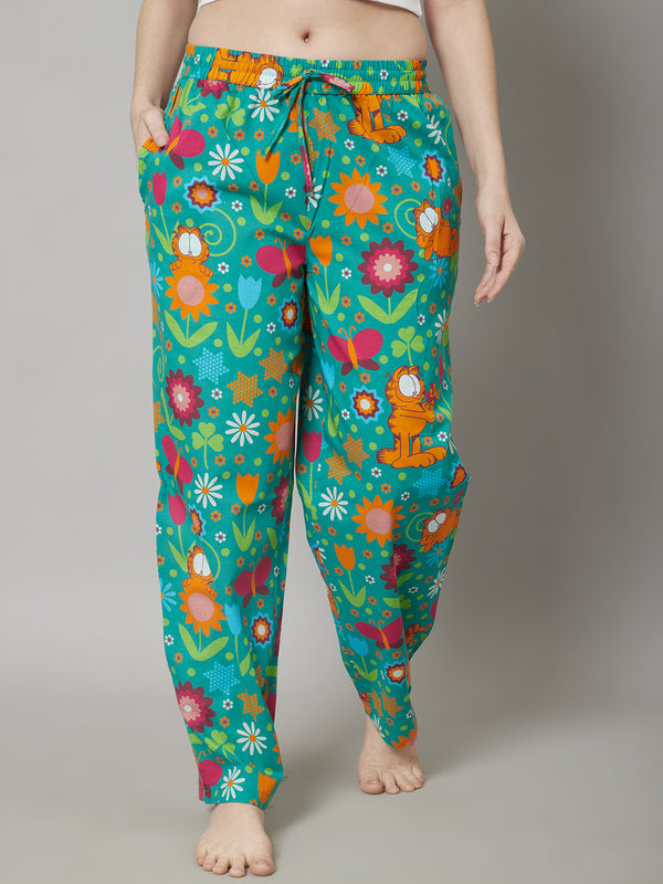Women's Just A Friday Person Garfield Pyjama/Lounge Pants - Green