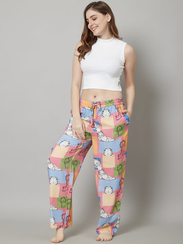 Women's Chromatic Dramatic Garfield Pyjama/Lounge Pants- Pink