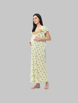 Green Women's Floral Print Hosiery Maternity Feeding Night