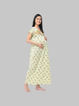 Green Women's Floral Print Hosiery Maternity Feeding Night