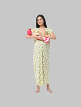 Green Women's Floral Print Hosiery Maternity Feeding Night