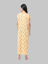 Yellow Women's Floral Print Hosiery Maternity Feeding Nighty