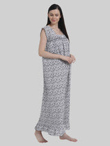 Black Women's Sleeveless Frill Cotton Nighty For Women by Shararat