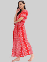 Red and White Booti Print Cotton Kaftan