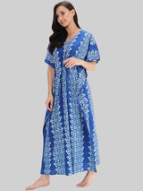 Blue and White Booti Print Cotton Kaftan by Shararat
