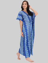 Blue and White Booti Print Cotton Kaftan by Shararat