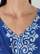 Blue and White Booti Print Cotton Kaftan by Shararat