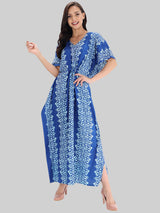 Blue and White Booti Print Cotton Kaftan by Shararat