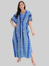 Blue and White Booti Print Cotton Kaftan by Shararat