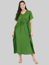 Green Booti Print Cotton Kaftan