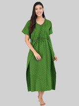 Green Booti Print Cotton Kaftan